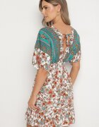 cflo Rochie verde din viscoză cu imprimeu floral cu legătură la spate Laturea