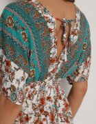 cflo Rochie verde din viscoză cu imprimeu floral cu legătură la spate Laturea