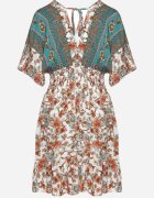 cflo Rochie verde din viscoză cu imprimeu floral cu legătură la spate Laturea