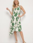 cflo Rochie Verde din Viscoză cu Model Floral Fără Mâneci Orrulene