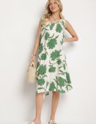 cflo Rochie Verde din Viscoză cu Model Floral Fără Mâneci Orrulene