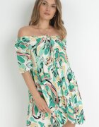 cflo Rochie Verde din Viscoză Mini Stil spaniol cu Mânecă Scurtă Titandia