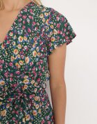 cflo Rochie Verde din viscoză petrecută legată cu șnur din material cu elastic în talie Zanlea