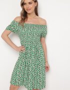 cflo Rochie Verde din Viscoză spaniolă cu elastic în talie Valdina