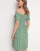 cflo Rochie Verde din Viscoză spaniolă cu elastic în talie Valdina