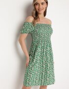cflo Rochie Verde din Viscoză spaniolă cu elastic în talie Valdina