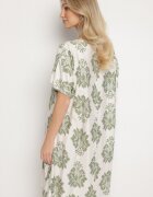 cflo Rochie Verde Dreaptă din Viscoză Decorată cu Model Geometric Emilavie