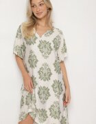 cflo Rochie Verde Dreaptă din Viscoză Decorată cu Model Geometric Emilavie