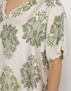 cflo Rochie Verde Dreaptă din Viscoză Decorată cu Model Geometric Emilavie
