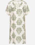 cflo Rochie Verde Dreaptă din Viscoză Decorată cu Model Geometric Emilavie