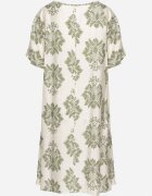 cflo Rochie Verde Dreaptă din Viscoză Decorată cu Model Geometric Emilavie