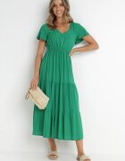 cflo Rochie Verde evazată din Vâscoză stil Folky