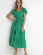 cflo Rochie Verde evazată din Vâscoză stil Folky