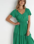 cflo Rochie Verde evazată din Vâscoză stil Folky