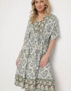 cflo Rochie Verde închis din viscoză cu imprimeu ornamental cu bandă elastică lată în talie Tanissla