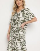 cflo Rochie Verde închis Tip cutie cu Model Ornamental din Viscoză Tosela