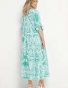 cflo Rochie Verde Lungă Cloș cu model ornamental cu volănaș Ariantise