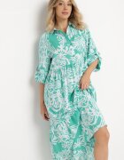 cflo Rochie Verde Lungă Cloș cu model ornamental cu volănaș Ariantise