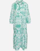 cflo Rochie Verde Lungă Cloș cu model ornamental cu volănaș Ariantise