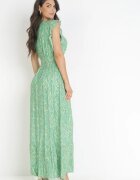 cflo Rochie Verde Maxi din viscoză cu elastic în talie și imprimeu metalic Fianre