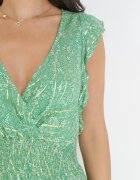 cflo Rochie Verde Maxi din viscoză cu elastic în talie și imprimeu metalic Fianre