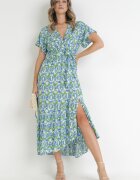 cflo Rochie Verde Maxi din Viscoză și Curea Legată Ambrinta