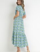cflo Rochie Verde Maxi din Viscoză și Curea Legată Ambrinta