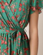cflo Rochie Verde Midi cu Viscoză cu Elastic în Talie și Mânecă Scurtă Jodys