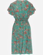cflo Rochie Verde Midi cu Viscoză cu Elastic în Talie și Mânecă Scurtă Jodys