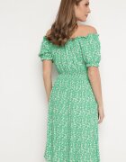 cflo Rochie Verde Midi din Viscoză tip Spaniolă cu Imprimeu Floral Oserafia