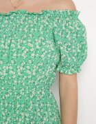 cflo Rochie Verde Midi din Viscoză tip Spaniolă cu Imprimeu Floral Oserafia