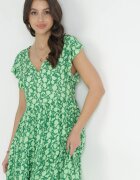 cflo Rochie Verde Mini cu Viscoză cu Volan La Umeri și la Tiv Jaysing