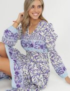 cflo Rochie Violet-Bej Boho din Viscoză Lohine
