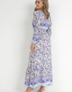 cflo Rochie Violet-Bej Boho din Viscoză Lohine