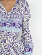 cflo Rochie Violet-Bej Boho din Viscoză Lohine