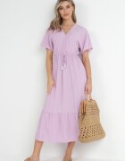 cflo Rochie Violet Cloș Maxi cu elastic și șnur în talie din Viscoză Baneta