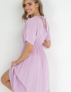 cflo Rochie Violet Cloș Maxi cu elastic și șnur în talie din Viscoză Baneta