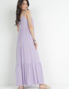 cflo Rochie Violet din Viscoză cu bretele cu volan Graesa