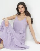 cflo Rochie Violet din Viscoză cu bretele cu volan Graesa