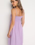 cflo Rochie Violet din Viscoză cu Bretele Subțiri Reglabile Decorată cu Bandă și Broderie Nelrissa
