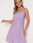 cflo Rochie Violet din Viscoză cu Bretele Subțiri Reglabile Decorată cu Bandă și Broderie Nelrissa