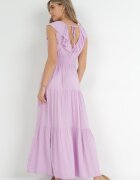cflo Rochie Violet Maxi cu elastic încrețit în talie și legătură la spate Vaida