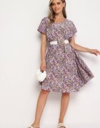cflo Rochie Violetă din Viscoză Cloș cu imprimeu Paisley Mastis