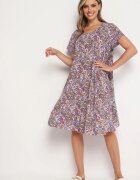 cflo Rochie Violetă din Viscoză Cloș cu imprimeu Paisley Mastis