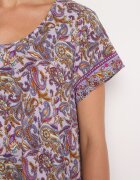 cflo Rochie Violetă din Viscoză Cloș cu imprimeu Paisley Mastis