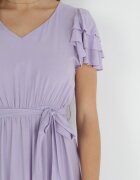 cflo Rochie Violetă Midi din Viscoză cu Elastic în Talie și Curea Textilă Aricia