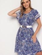 cflo Rochie viscoză bleumarin cu croi evazat în stil Boho Melnea