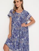 cflo Rochie viscoză bleumarin cu croi evazat în stil Boho Melnea