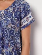 cflo Rochie viscoză bleumarin cu croi evazat în stil Boho Melnea