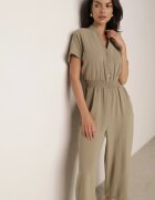 cflo Salopetă din viscoză verde închis cu croi cambrat cu pantaloni largi Delsea